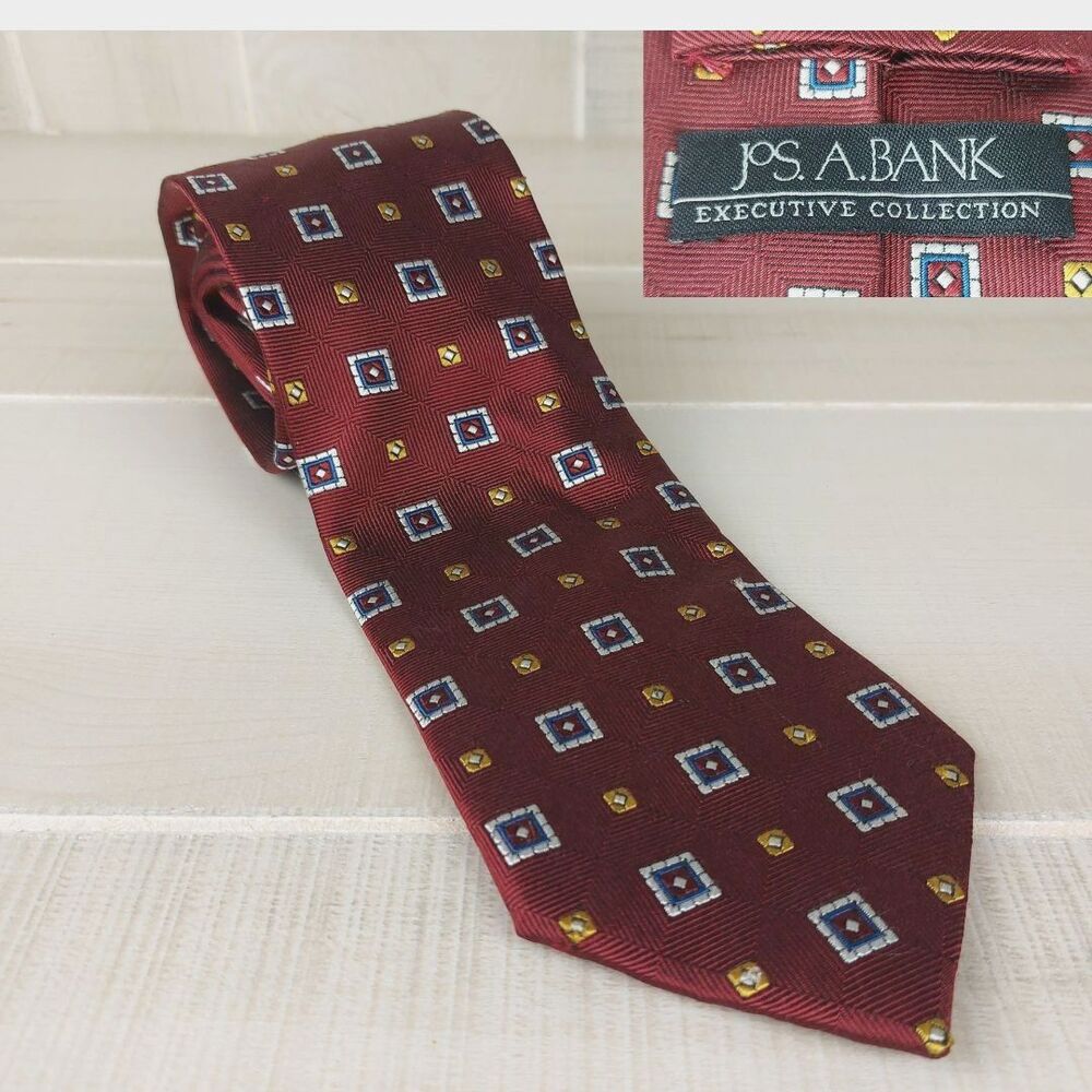 JOS. A. BANK Executive Collection Men's Tie 100% Silk Long 60 3/8" Burgundy